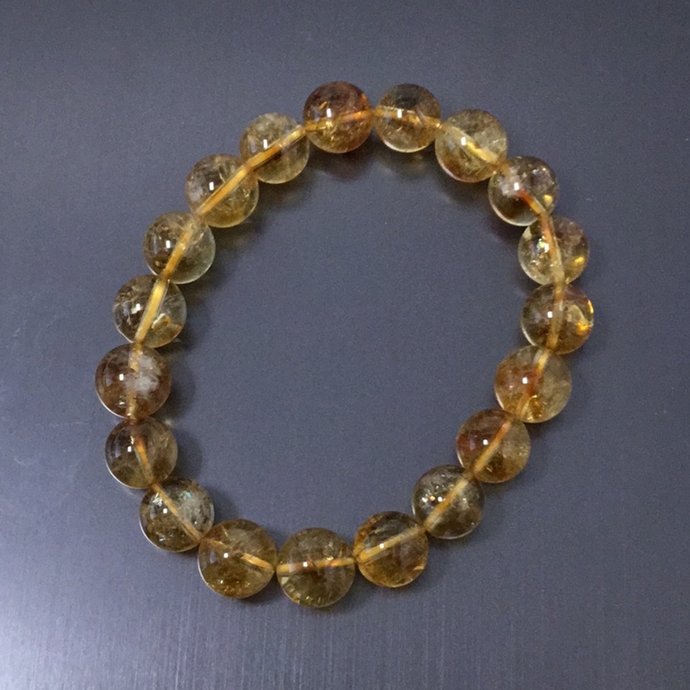 Citrine 10mm Natural Stone Beads Stretchable Bracelet